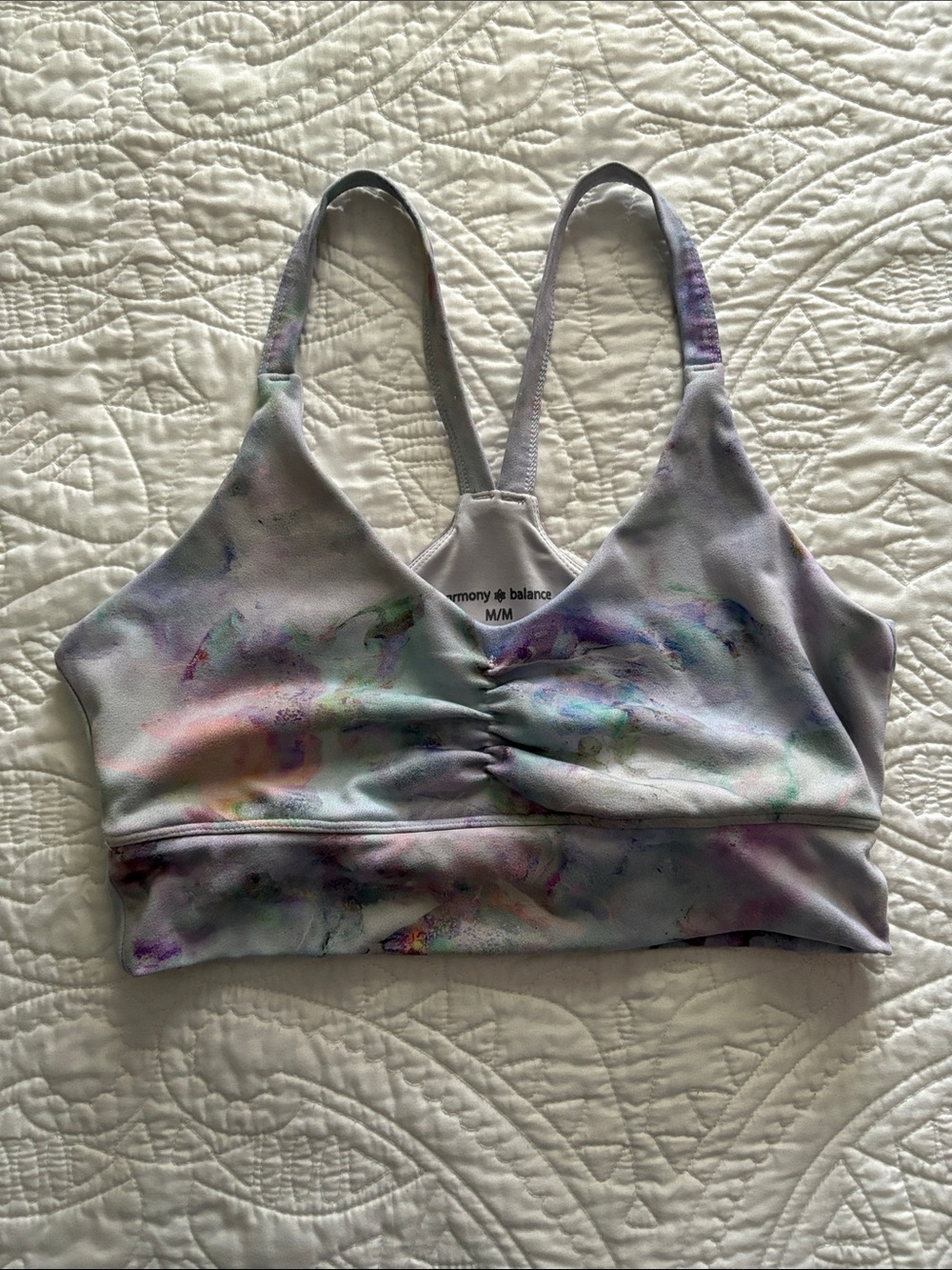 Pastel Marble Sports Bra - Purple Multicolor